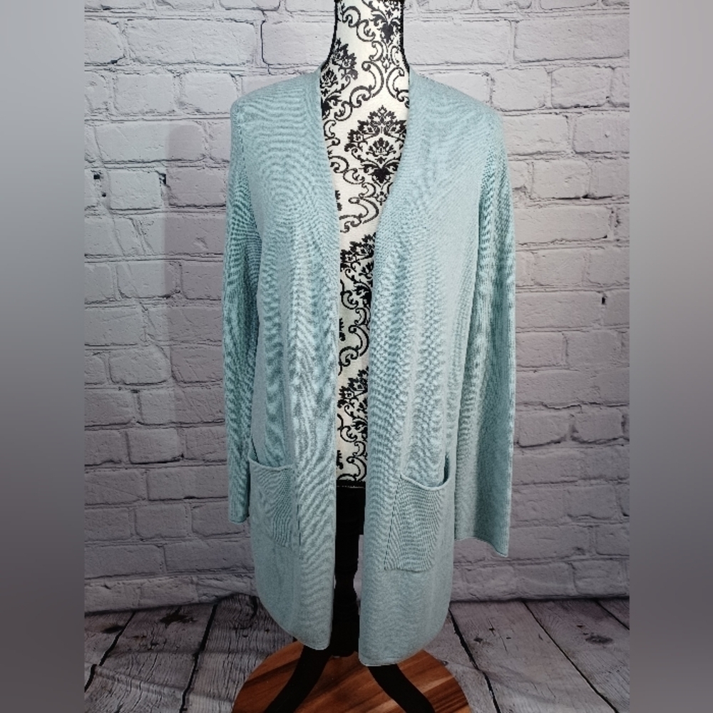 J Jill Women's Open Front Stretch Knit Cardigan Size small Pockets B30